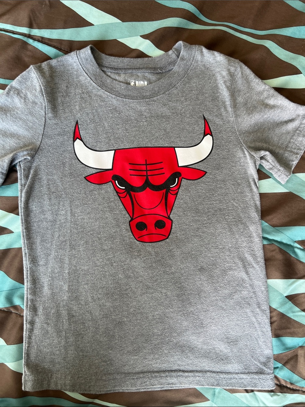 NBA Gray Short Sleeve Tee with Red Bull Logo